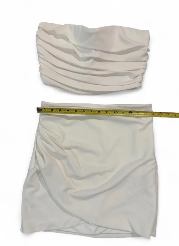Zara Two Piece White Strapless Set Bottom Large Top Medium - Image 4