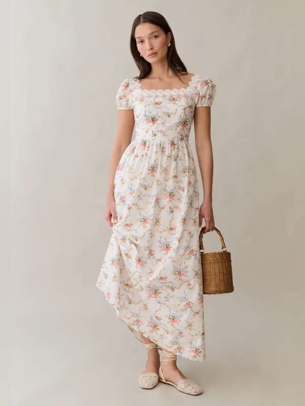 NWT few moda andi cotton dress size 4 sorella vintage bouquet floral maxi lace - Image 3