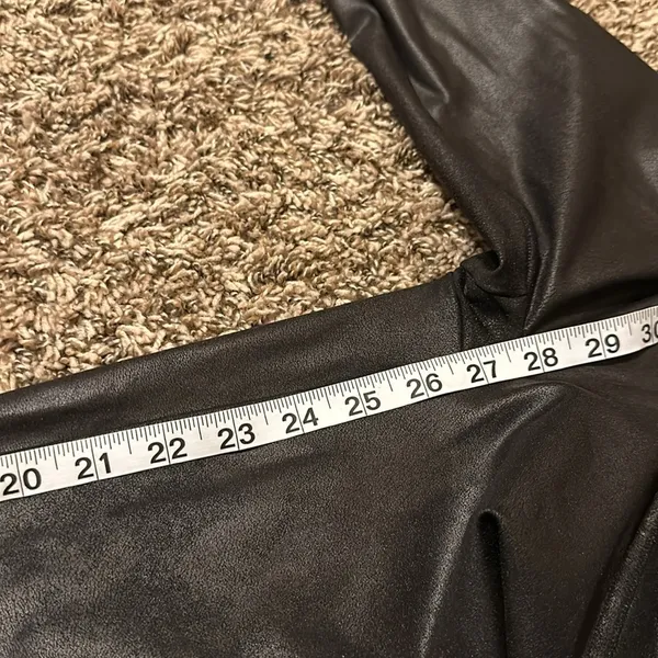 SPANX Black Faux Leather Leggings Large - Image 6