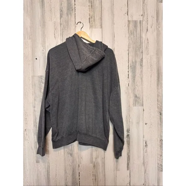H&M Divided Hoodie Womens XXL Dark Grey Acid Wash Queen of Your Heart Graphic - Image 7