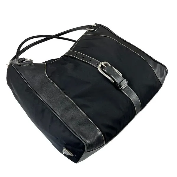 Prada Leather/Nylon Buckled Satchel Tote Bag - Image 7