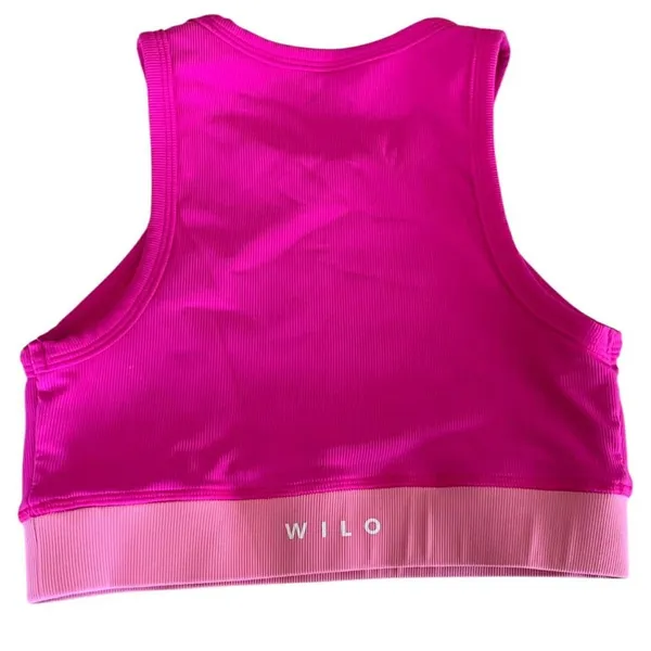 WILO The Label Ribbed Sports Bra Women S Pink High Neck Racerback‎ Barbiecore - Image 4