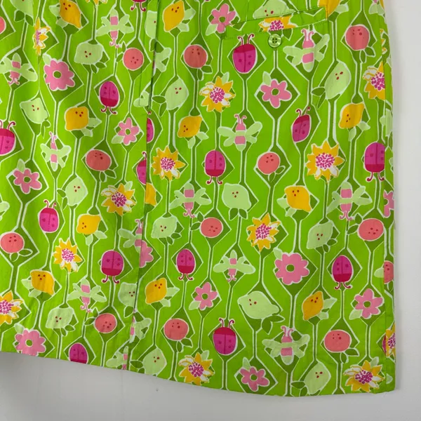 Vtg Lilly Pulitzer Green Floral Spring Mini Skirt Sz 10 Lime Lemon Ladybug - Image 10