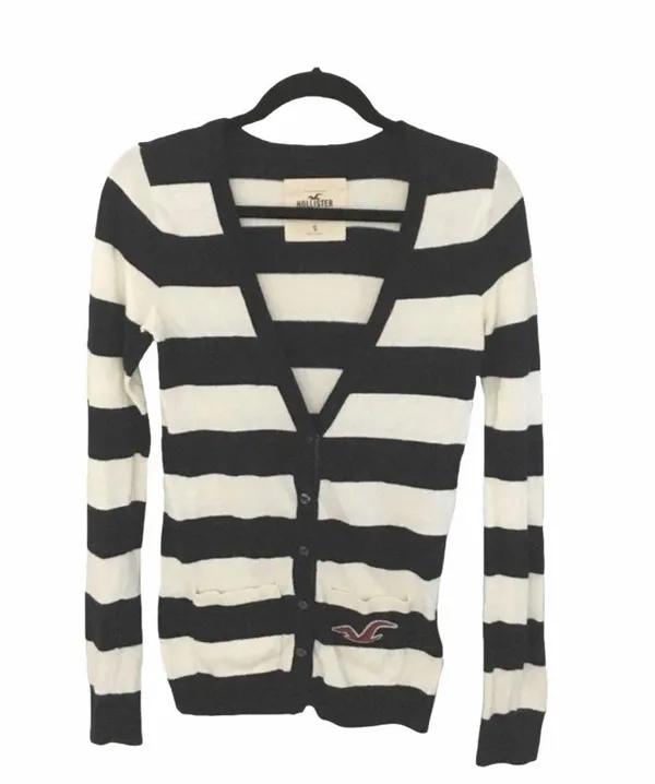 Hollister ★ Varsity Collegiate Rugby Stripe Cardigan Sweater ★ Navy White - Image 6