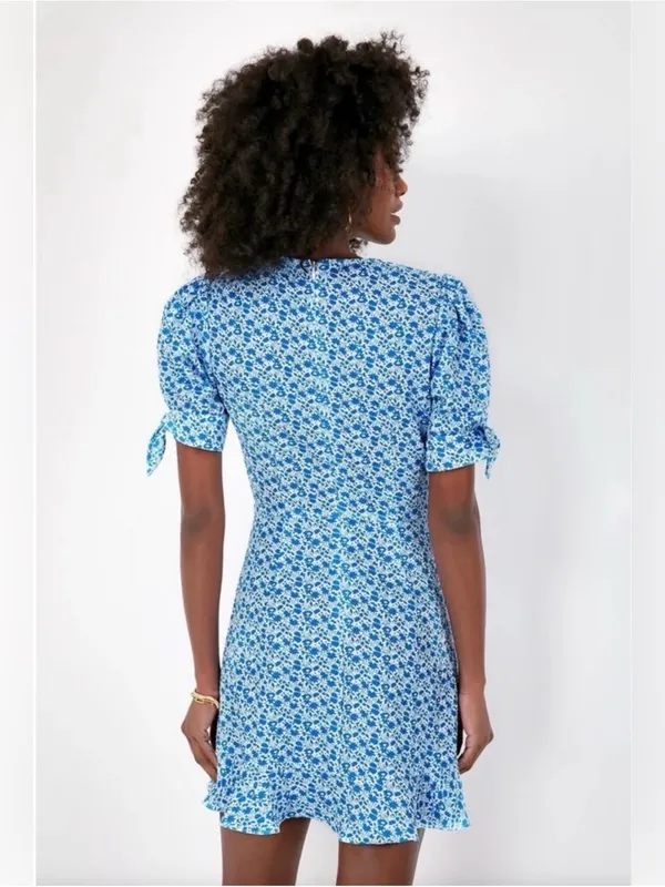 Tuckernuck Hyacinth House Blue Ditsy Floral Puff Sleeve Mini Dress Large - Image 2