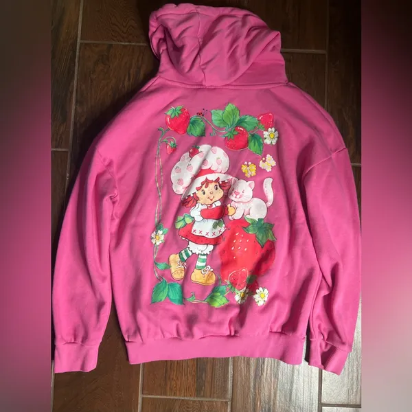 Strawberry Shortcake Pink Hoodie Sweater Womens Size Small - Image 4