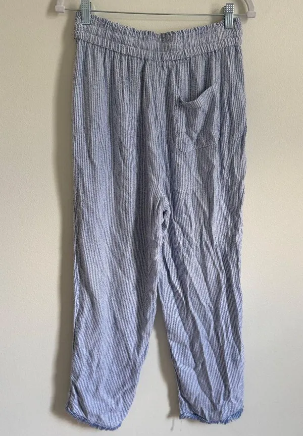 Aerie Real Good Gauze Striped High Waisted Pants Size Medium blue white boho - Image 6