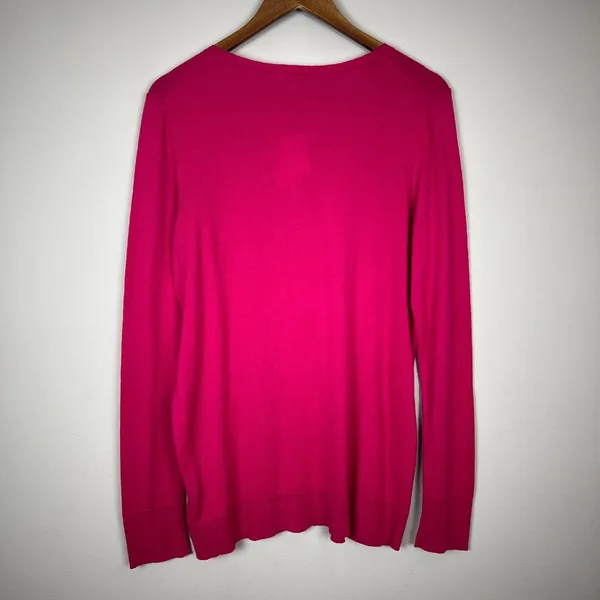 Gap Sweater Top Womens Large Pink Cotton Cashmere Long Sleeve Henley Ruffle New‎ - Image 6