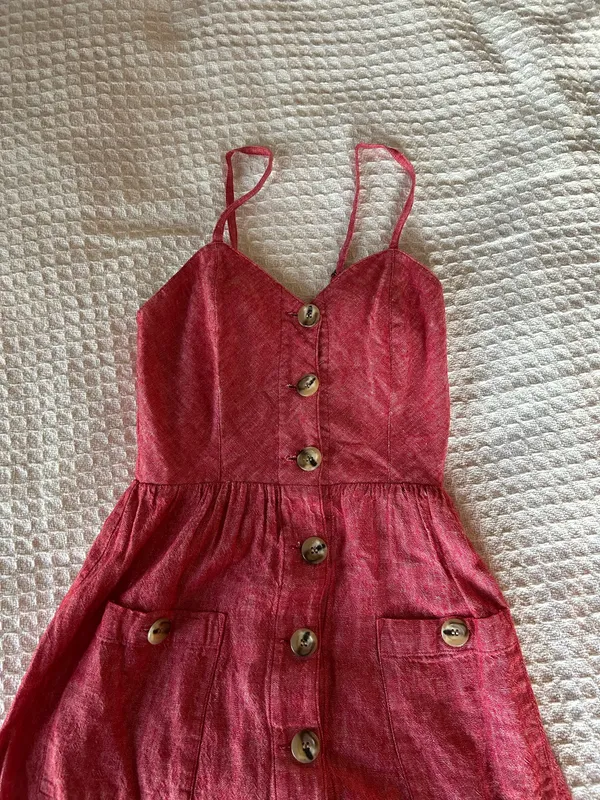 Boutique Red Button Down Red Dress Size XS - Image 2