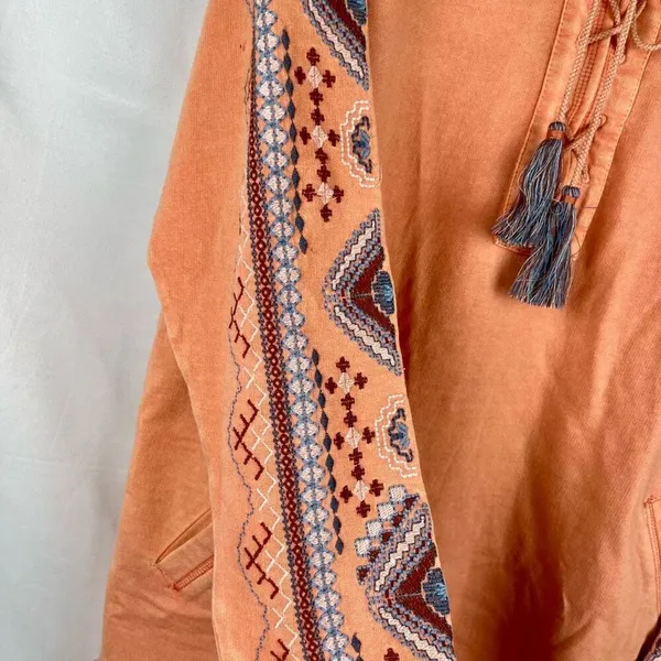 Tru Luxe Jeans Peach Long Sleeve Embroidered Top XL - Image 2