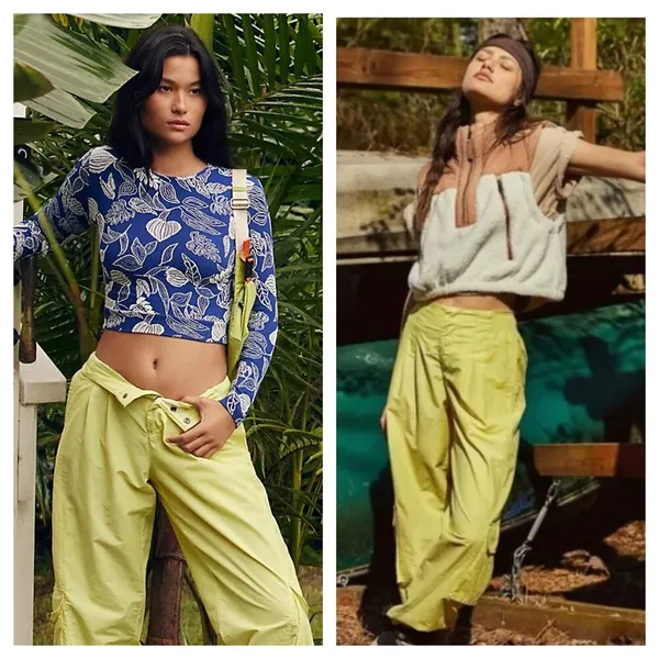 Free People Mesmerize Me Cargo Pants Size XS Yellow Comfort High Rise Gorpcore - Image 9