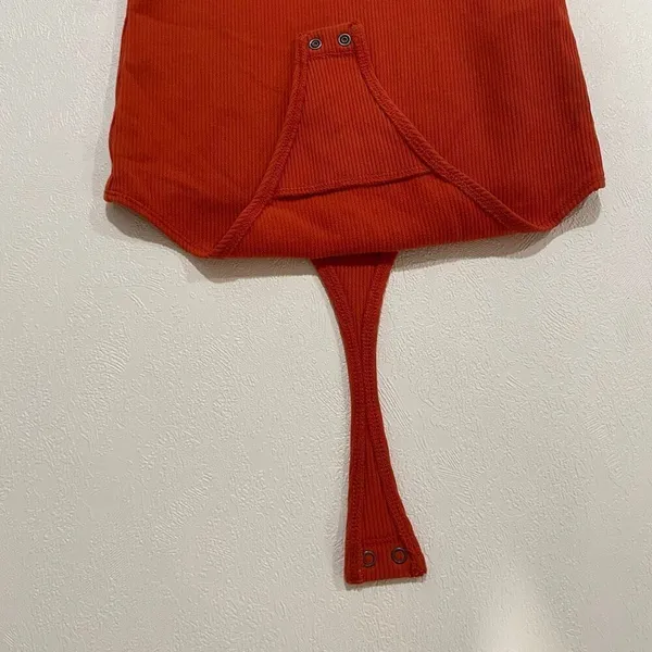 Abercrombie & Fitch Strapless Ribbed Bodysuit XS Rust Orange Tube Bodysuit Soft - Image 8
