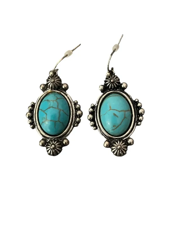 Faux Turquoise Squash Blossom Necklace & Earrings Jewelry Set 3 Pieces Southwest - Image 7