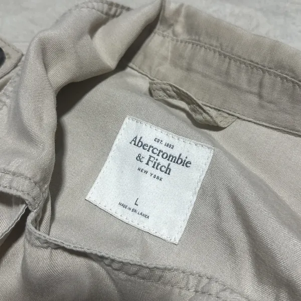 Abercrombie & Fitch Classic Long Cotton Trench Coat Beige Women's SZ Large Y2K - Image 2