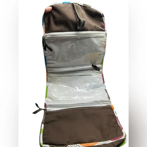 Thirty-One Hang/Fold Travel Beauty Bag/Organizer - Circle Spirals pattern - Image 5