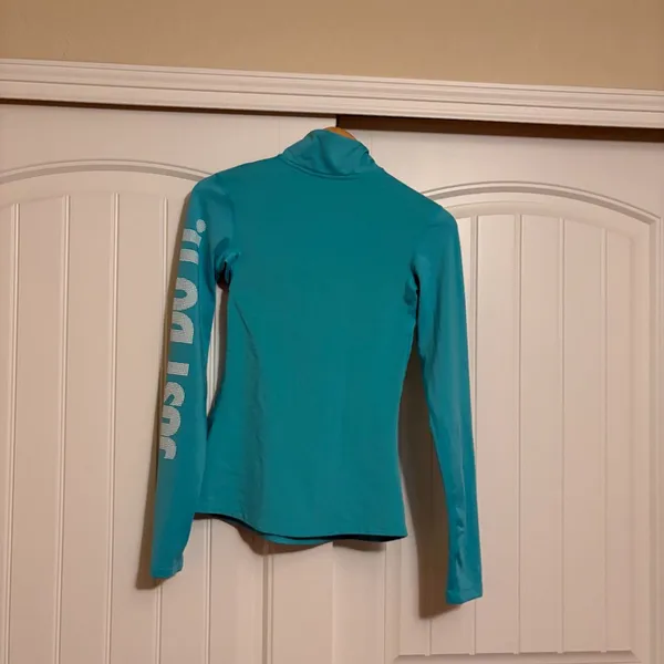 Nike Half Zip Sweatshirt Small Light Teal Green Dri-Fit Long Sleeve Just Do It - Image 3