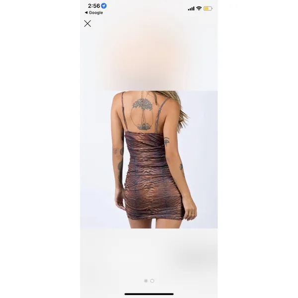 Princess Polly Tiger Print Ruched Mesh Mini Dress Size 2 Brown Black Y2K Party - Image 3