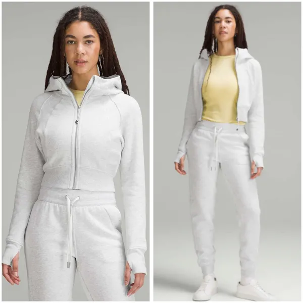 Lululemon Scuba Full-Zip Cropped Hoodie Gray Athletic Workout - Image 2
