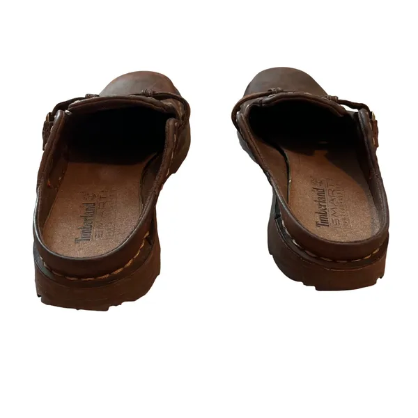 Timberland Brown Leather Mules Clogs Smart Comfort System Buckle 34313 Womens 6M - Image 4