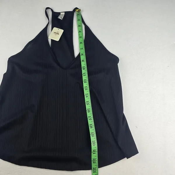 Free People -1646 NWT Slinky Slinky Ribbed V Neck Racerback‎ Tank Top Black XS - Image 9