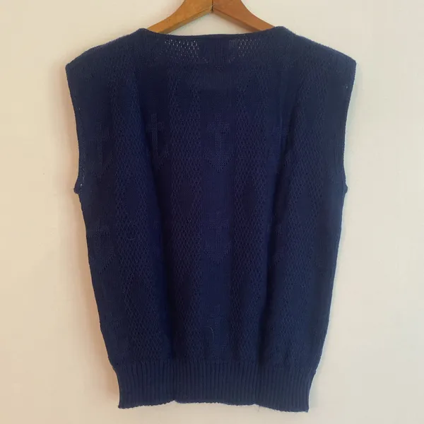 VTG Women’s Sweater Vest Large Blue Nautical Anchor Sleeveless USA Keneth Too! - Image 7