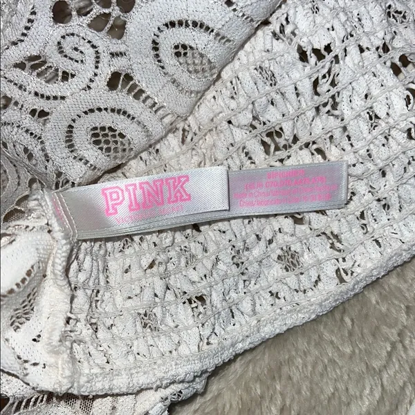 PINK Victoria's Secret Cream Lace‎ Bralette with Scalloped Trim Size Small - Image 5