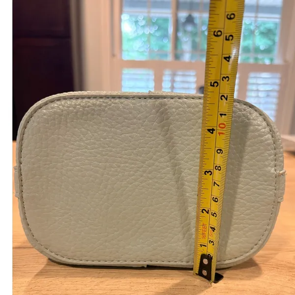 Pretty Persuasions Bamboo Handle Pebble Leather Bucket‎ Sage Green Crossbody NwT - Image 5