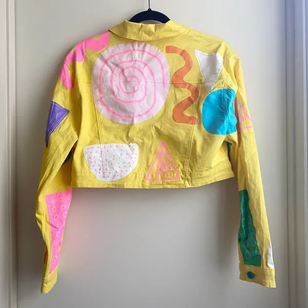 Dolls Kill x Zig Zag Painted Lemon Drop Trucker Jacket - Image 4