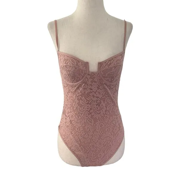 Out From Under Pink Lace Stretch Bodysuit Women's Size Small | 51-25 - Image 2