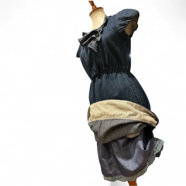 Maeve by Anthropology Extra Small Ruffle Neck Denim Dress - Image 6