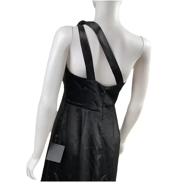 Lulus Black Satin One-Shoulder Open‎ Back Formal Maxi Dress Size Small - Image 7