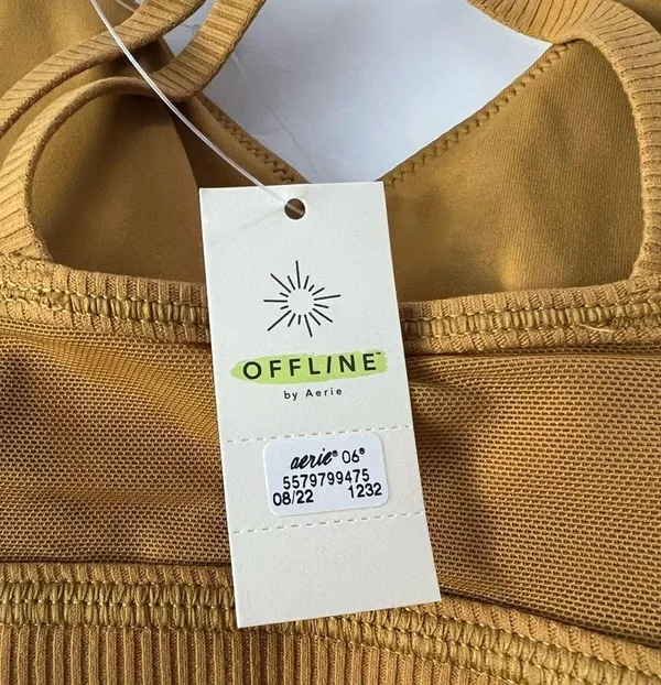 OFFLINE By Aerie Ribbed Plunge Sports Bra in Honey Size M New - Image 9