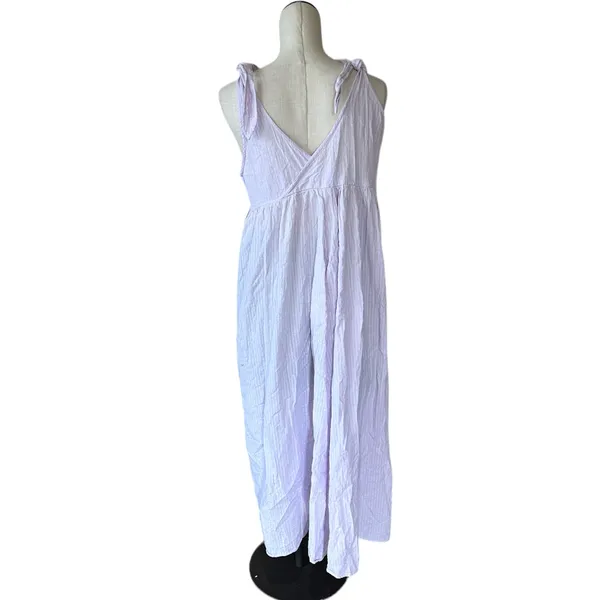 NWOT American Eagle Cotton Shoulder Tie Front Slit Midi Maxi Dress Lilac - Image 4