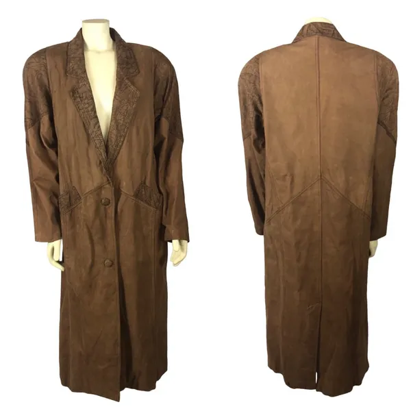 Vintage 80s G-III Global Identity Oversized Slouchy brown leather coat large - Image 2