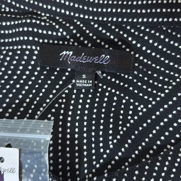 Madewell Tie-Waist Midi Dress in Dot Black‎ White sizs S NWT - Image 9