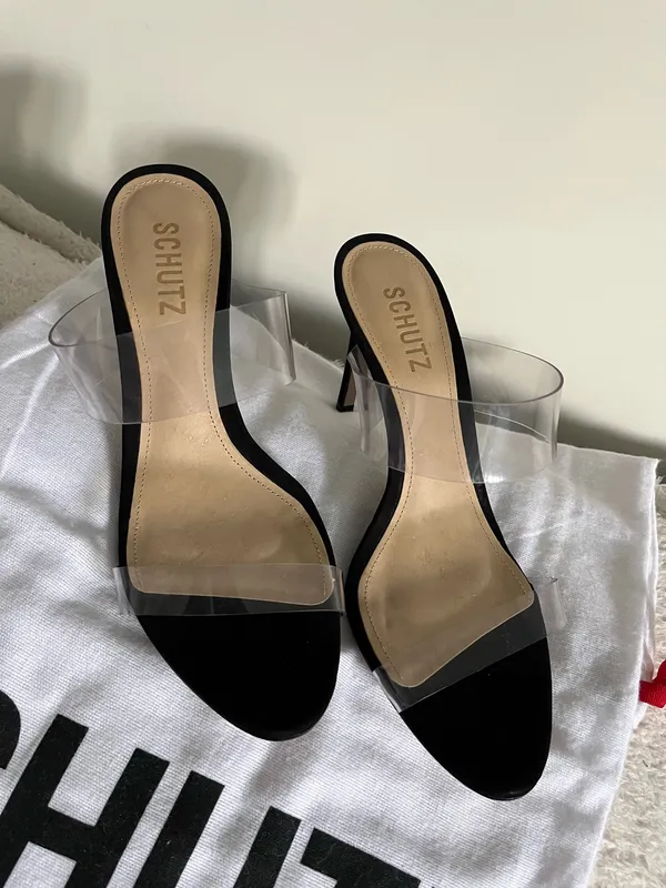 NWT Schutz Ariella Heel in Black & Transparente High Heels - Image 4