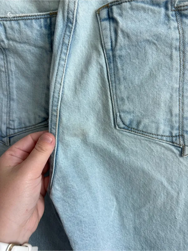 Good American Good Boy Distressed Relaxed Straight Leg Jeans Light Wash Size 31 - Image 7
