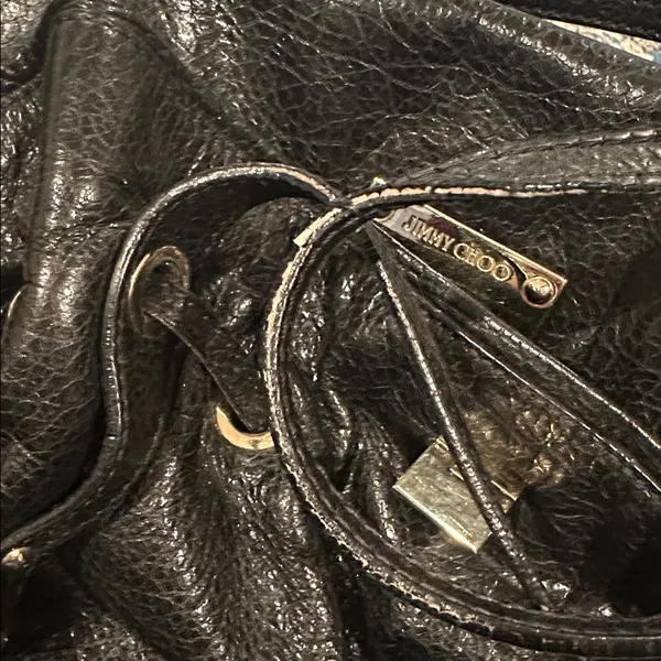 JIMMY CHOO BLACK SOFT LEATHER Luxury Old Money HANDBAG - Image 10