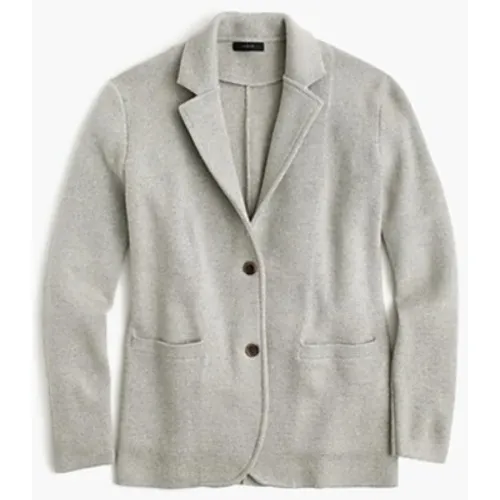 J.Crew Mercantile Sweater Blazer Women S Grey Cotton Knit G9309 Dark Academia‎ - Image 3