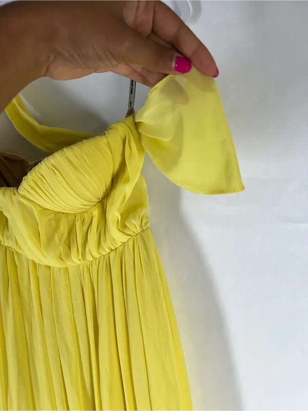 Miss Circle Paradise High Slit Yellow Chiffon Maxi Dress XS - Image 4
