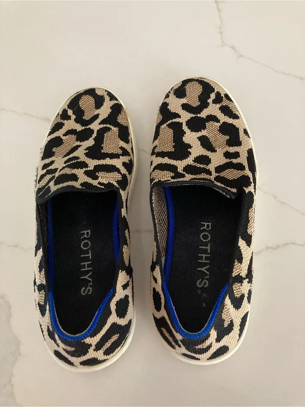 Rothy's Leopard Knit Slip-On Flats - Black & Tan - Image 3