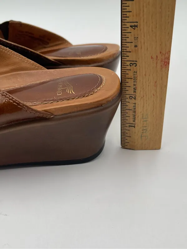 Dansko Ava Brown stretch Fabric Wedge Sandals Slip On Women's Size 38 US 7.5-8 - Image 9
