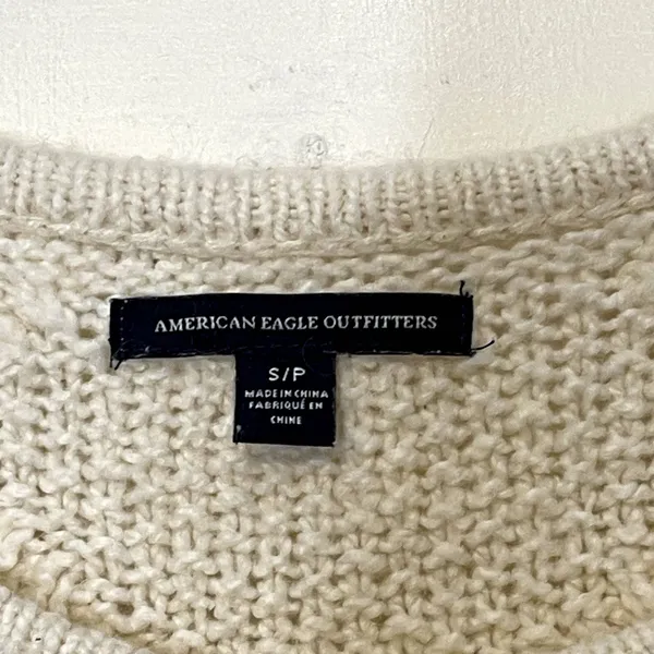 American Eagle Open Knit Sweater Size‎ Small Cream Cotton Wool Stretch Blend - Image 8