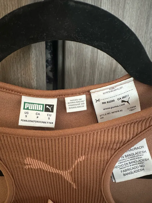 Puma ‘Dare To’ Cropped Tee with Cut Out Short Sleeves in Mushroom Brown - Image 4