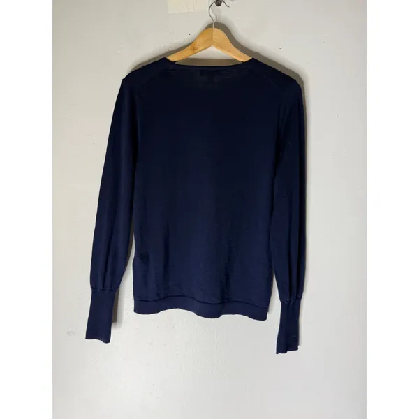 J crew Navy Blue Merino Wool crew neck sweater lightweight slim fit Small - Image 2
