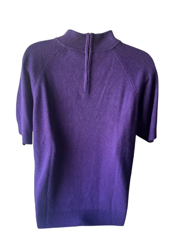 Drapers & Damon Purple Knit Sweater Mock Neck Short Sleeve Raglan Size XL - Image 2