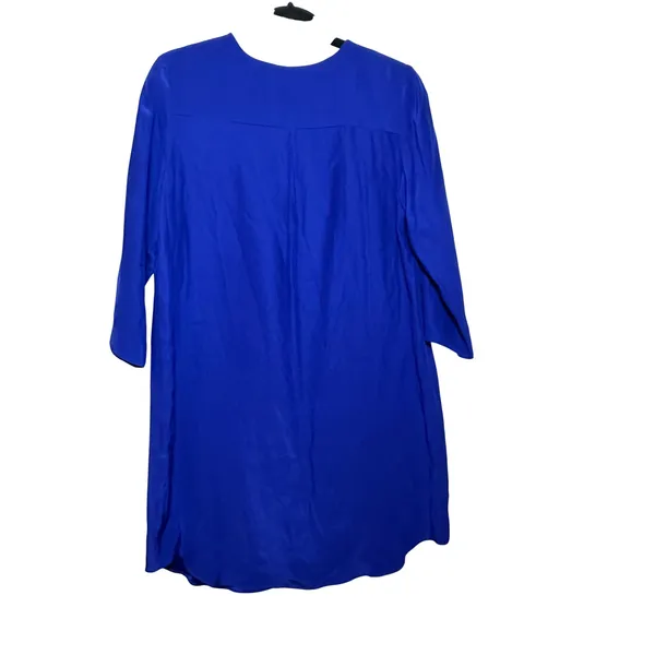 Amanda Uprichard Royal Blue Silk‎ Shift Dress Midi 3/4 Sleeve Sz L Preppy Luxury - Image 6
