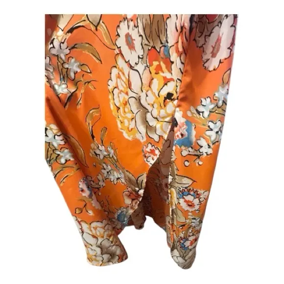 Floral Orange Women's Robe open kimono style large - Image 4