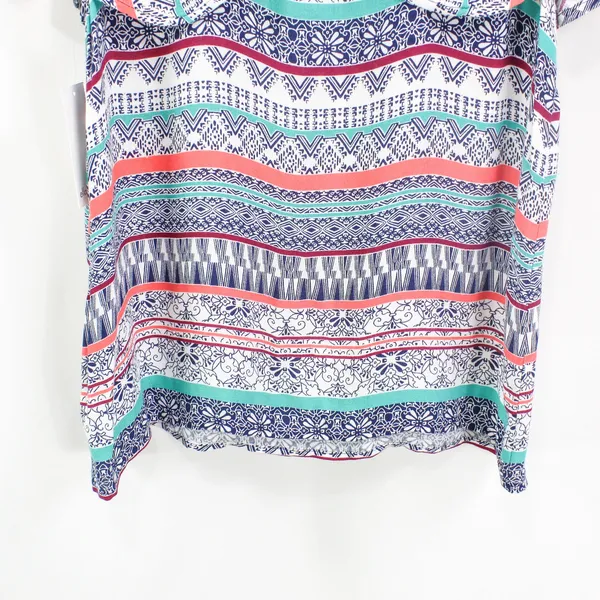 ELLA MOSS Blue Coral Cold Shoulder Boho Medallion Blouse - Image 9