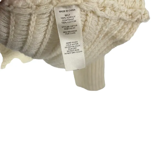 Pollux Size Medium Cream‎ Cottage Boho Floral Lace Back Crochet Sweater - Image 6